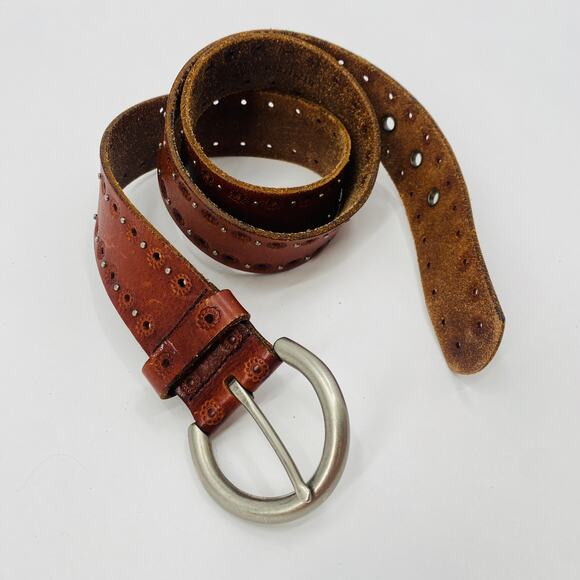 Fossil Y2K brown leather studded belt